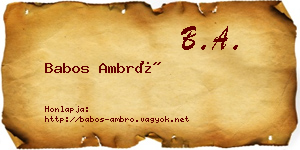 Babos Ambró névjegykártya